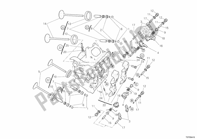 All parts for the Horizontal Cylinder Head of the Ducati Streetfighter S 1100 2012